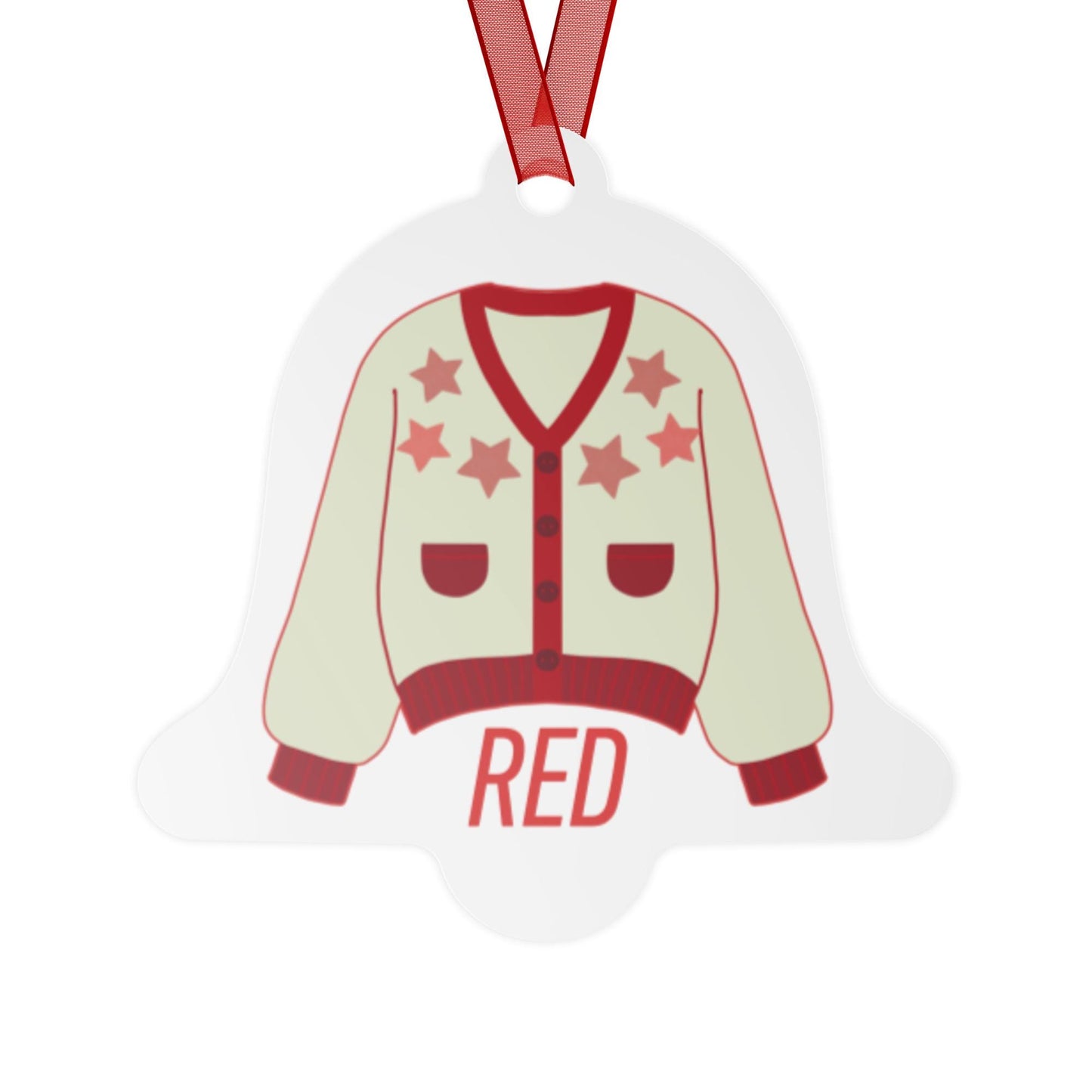 Red Cardigan Metal Bell Ornament for Swifties